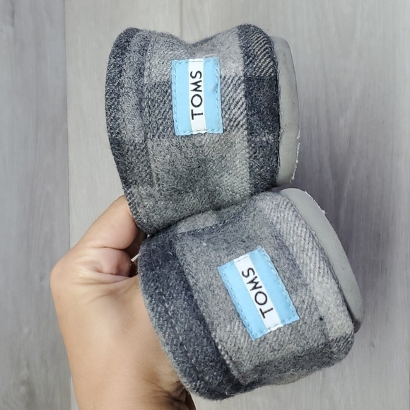 Toms Mens Plaid Gray Ash Flannel Comfort Slip on Loafer shoes sz 9.5 - Picture 5 of 9